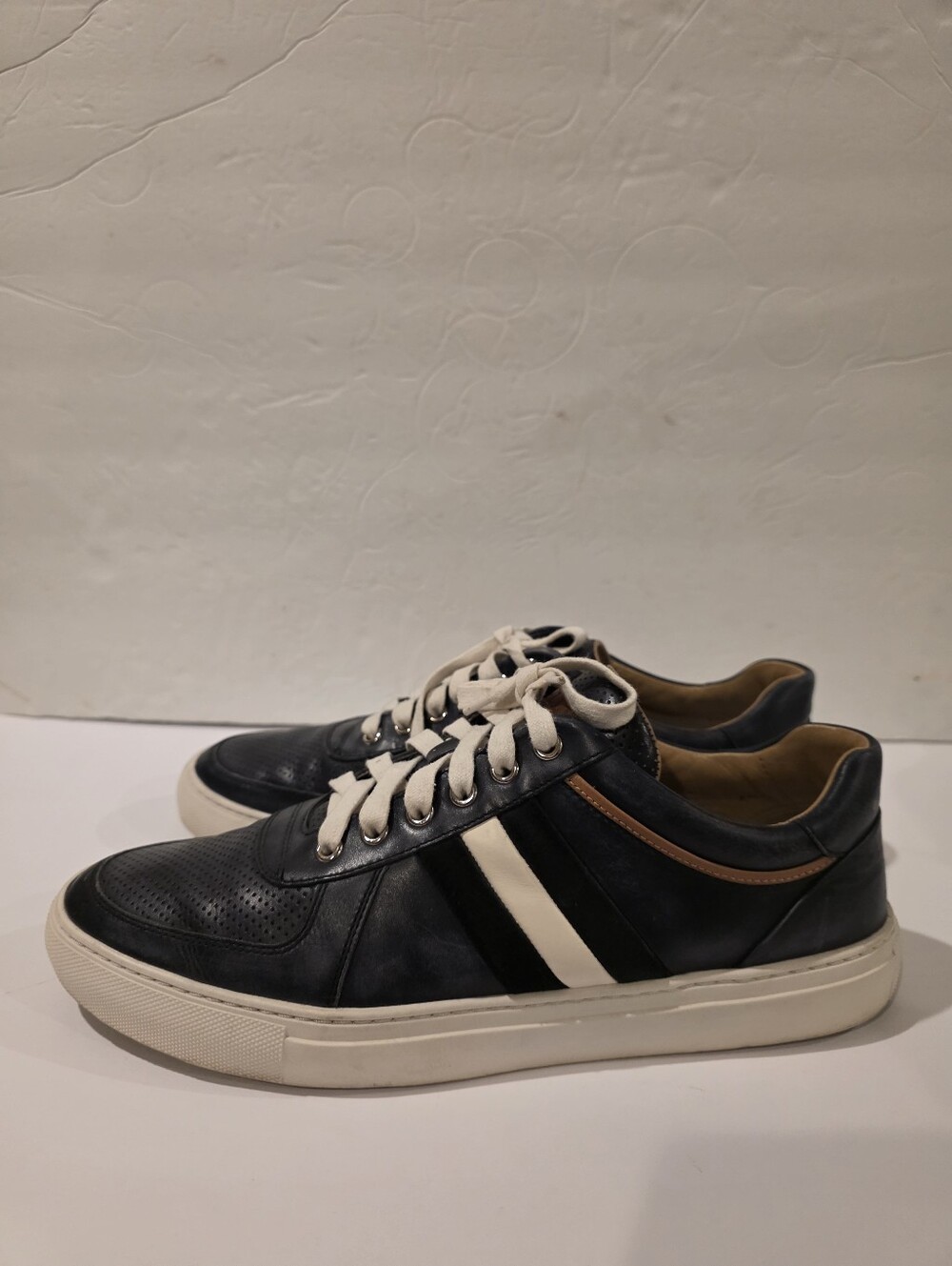 Bally Heider Navy Blue Leather Luxury Low-Top Sneakers US 10.5 / EU 9.5